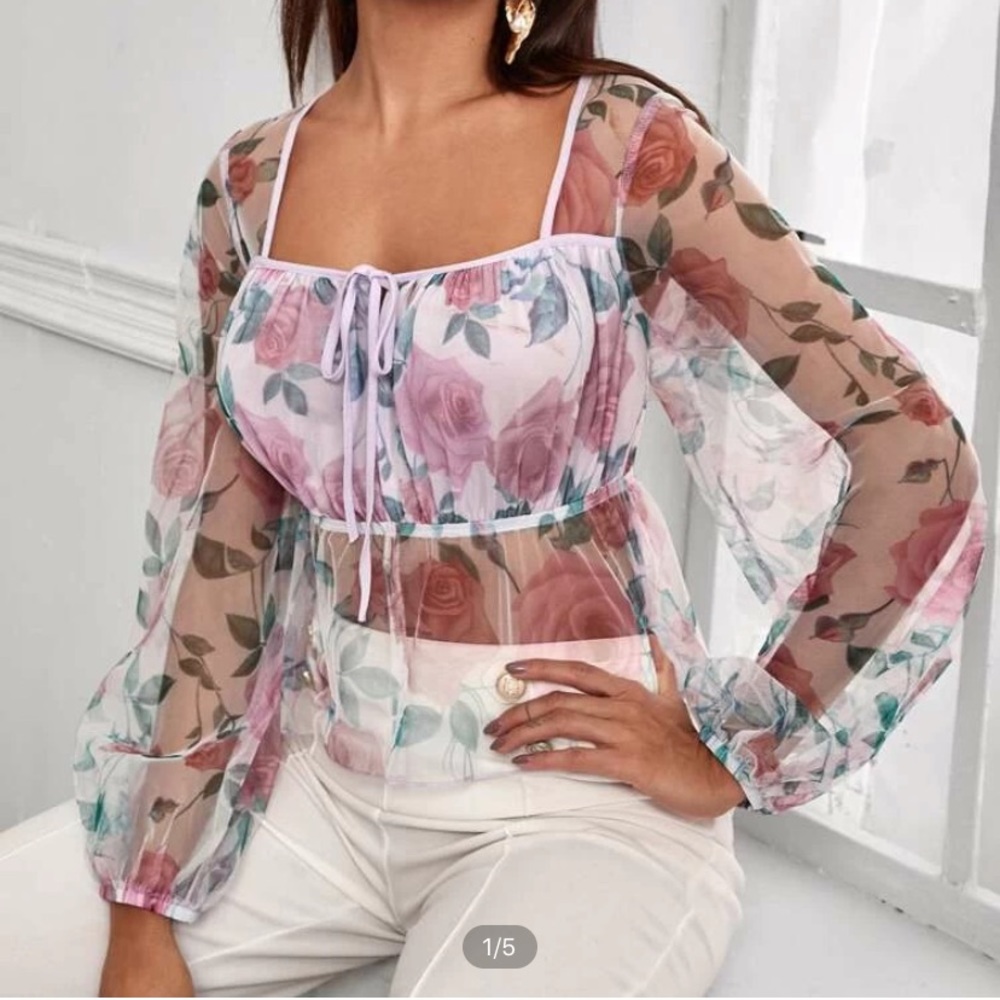 Mesh Floral Blouse